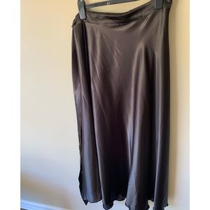 Floor length brown/black silk wrap skirt